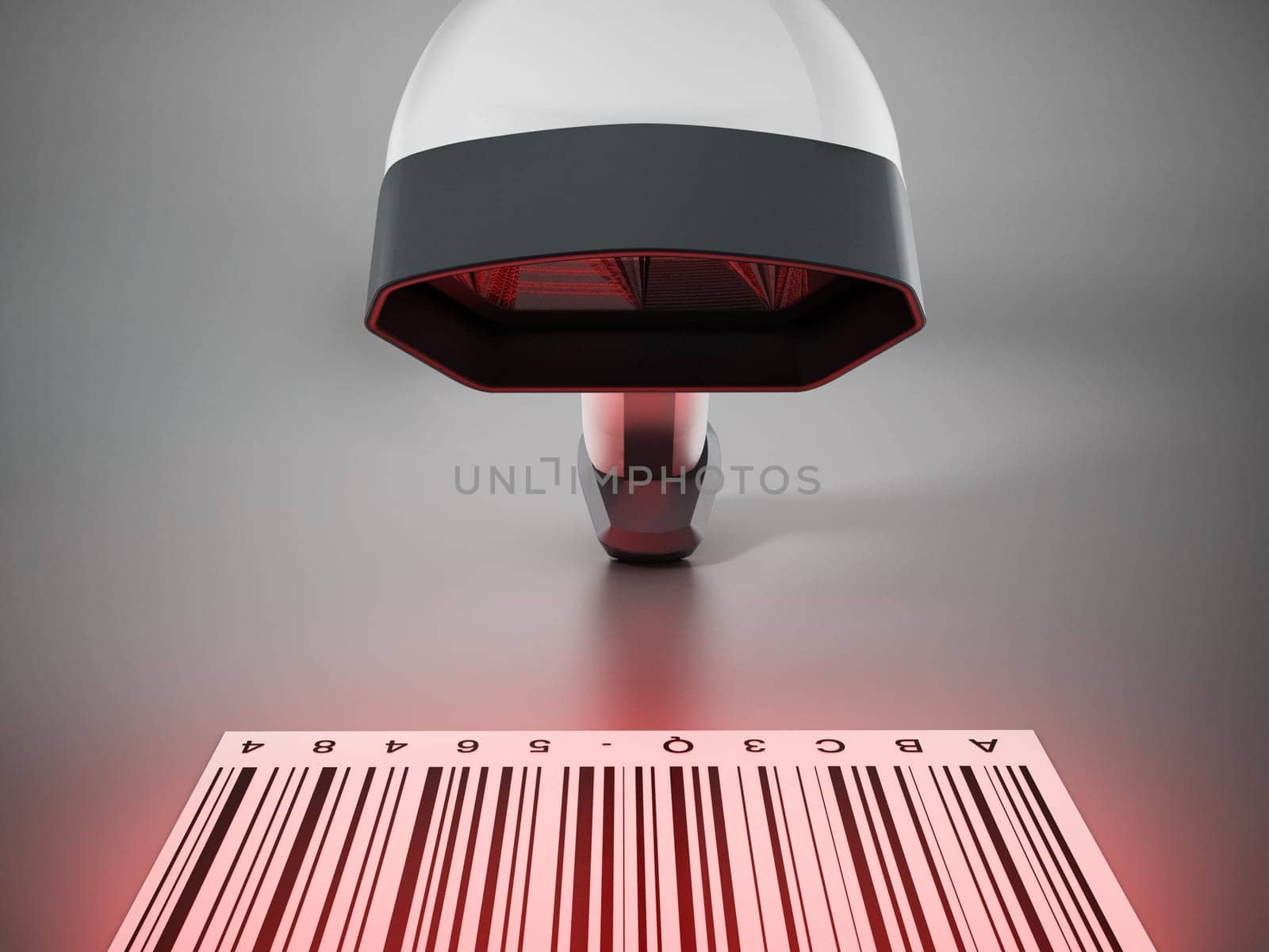 Generic barcode scanner scanning a barcode. 3D illustration.