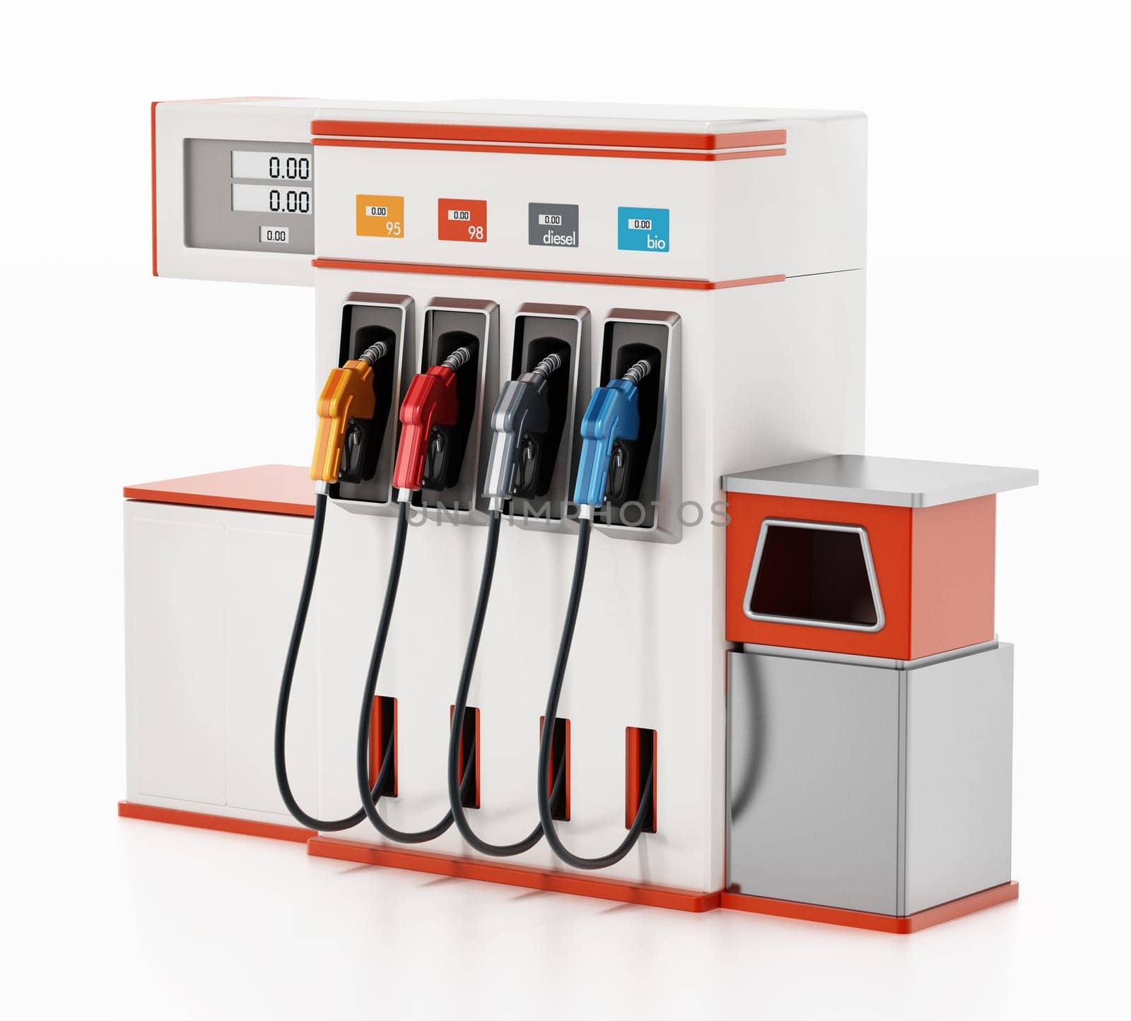 Modern fuel pump isolated on white background. 3D illustration.