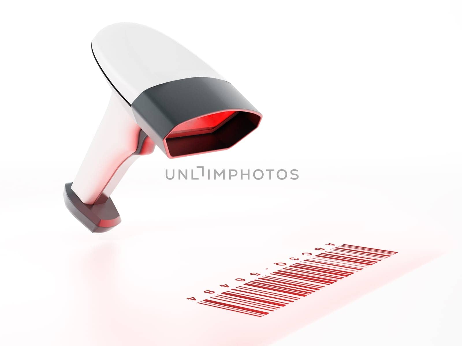 Generic barcode scanner scanning a barcode. 3D illustration.