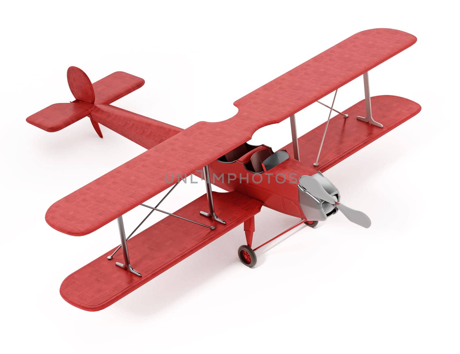 Vintage airplane isolated on white background. 3D illustration.