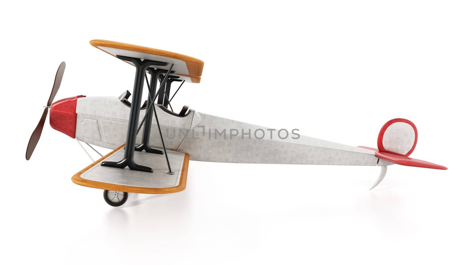 Vintage airplane isolated on white background. 3D illustration.