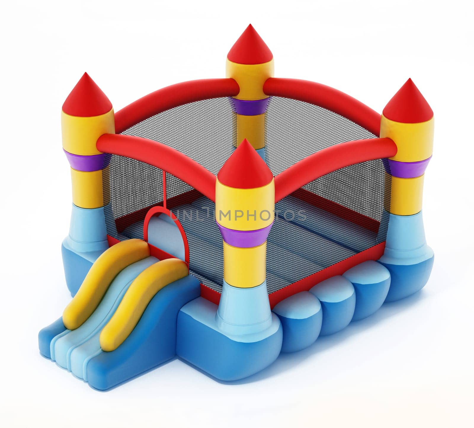 Bounce house isolated on white background. 3D illustration.