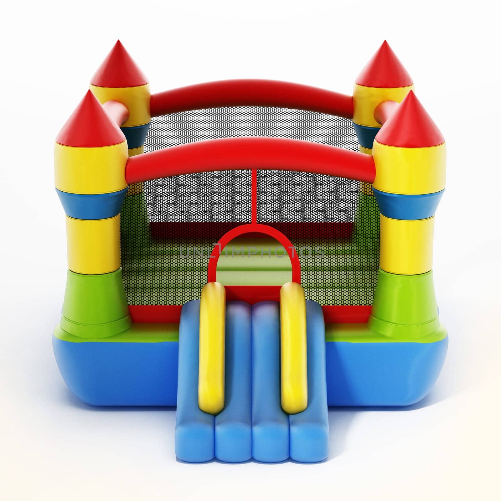 Bounce house isolated on white background. 3D illustration.