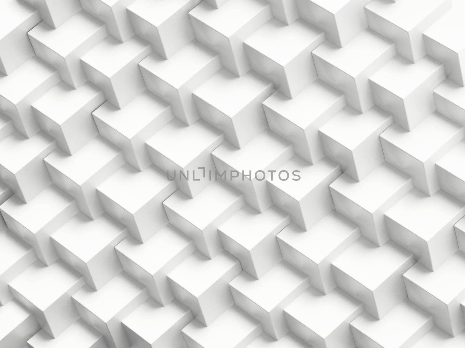 White abstract cubes forming a background. Repeating pattern. 3D illustration.