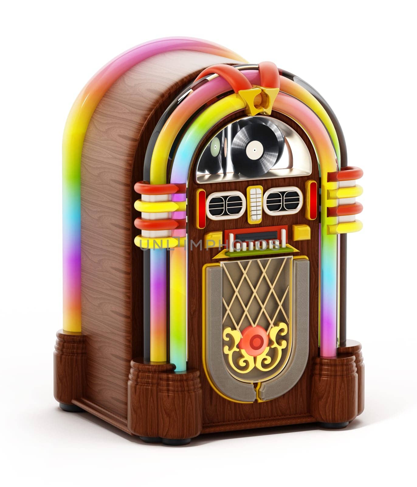 Jukebox isolated on white background. 3D illustration.