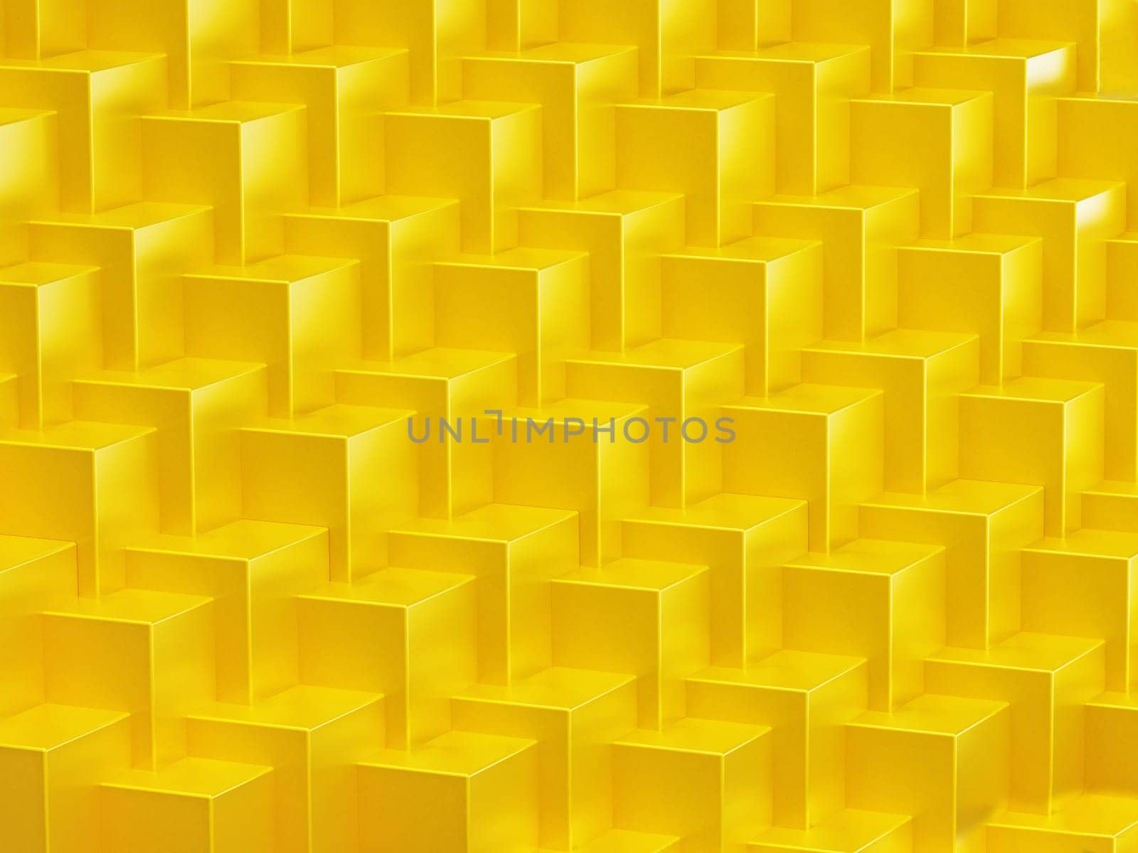 Yellow abstract cubes forming a background. Repeating pattern. 3D illustration.