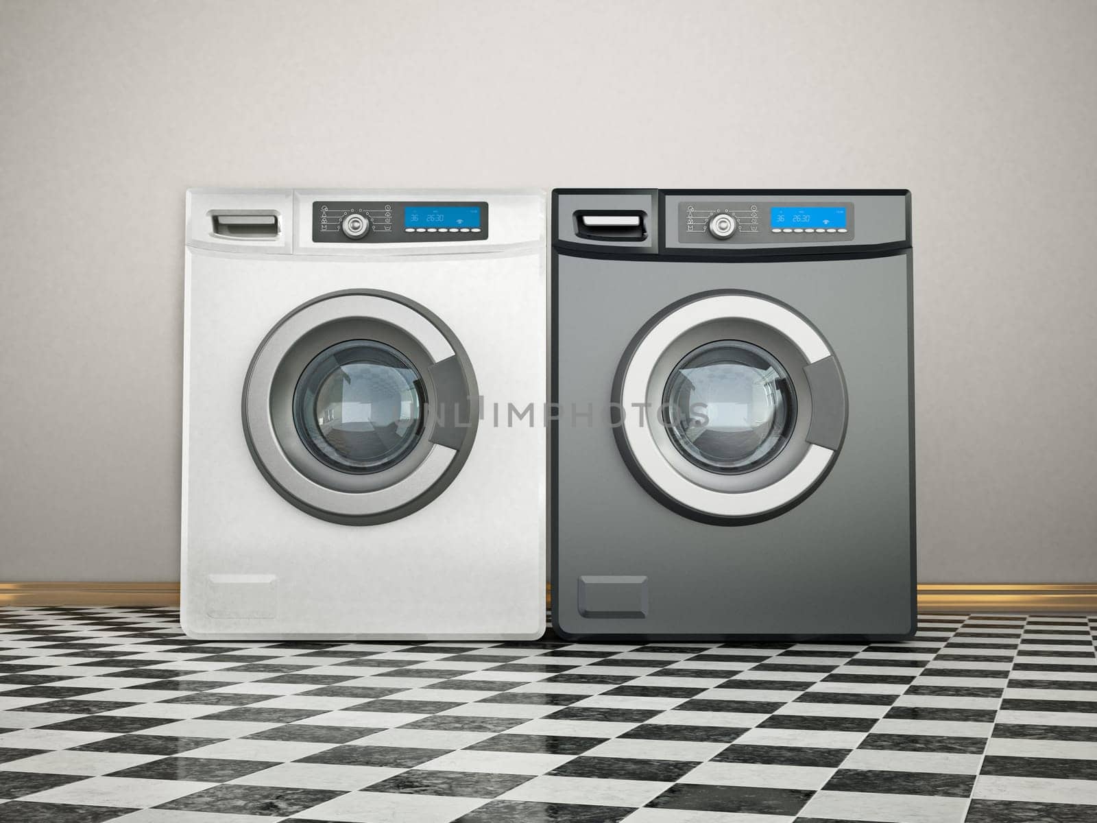 Washing machines and and or tumble dryers. 3D illustration.