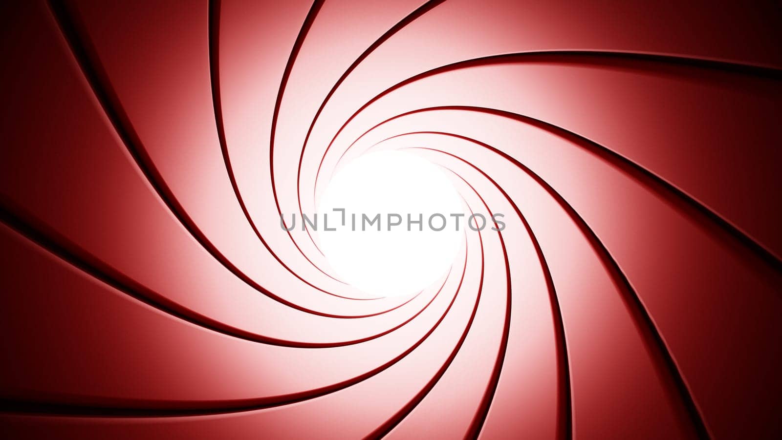 Swirling gun barrel background. Red color tones. 3D illustration.
