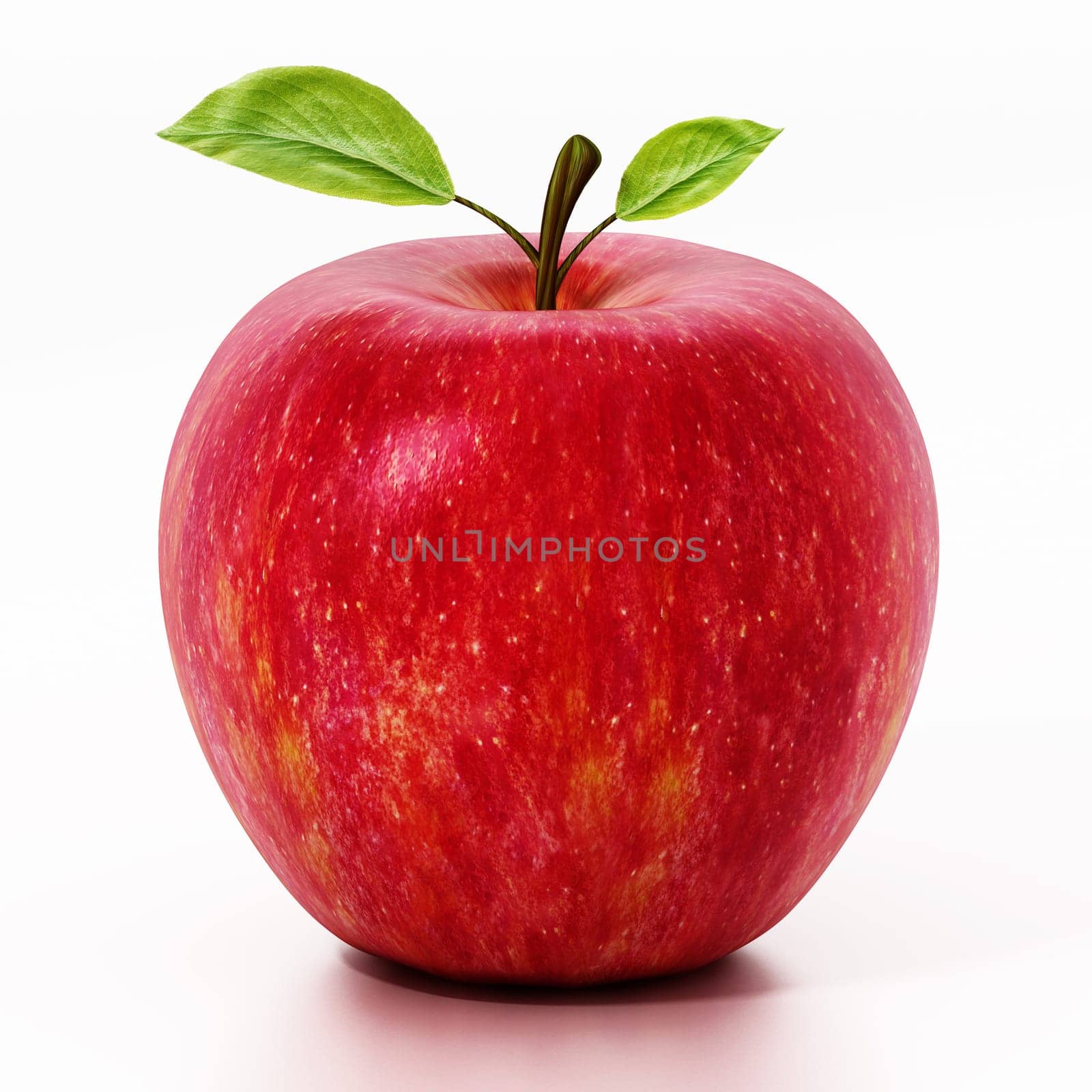 Fresh red apple isolated on white background. 3D illustration.