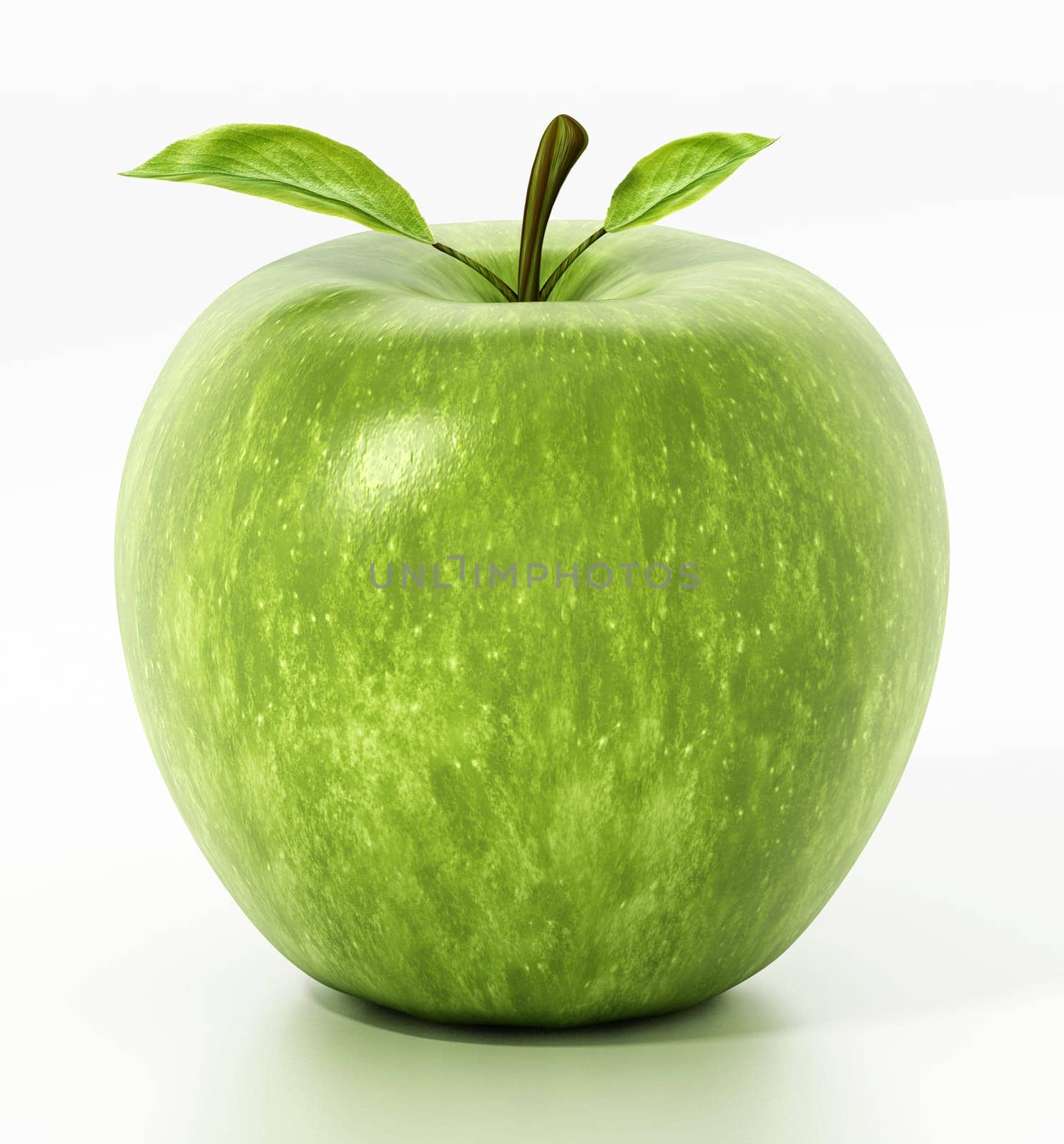Fresh green apple isolated on white background. 3D illustration.
