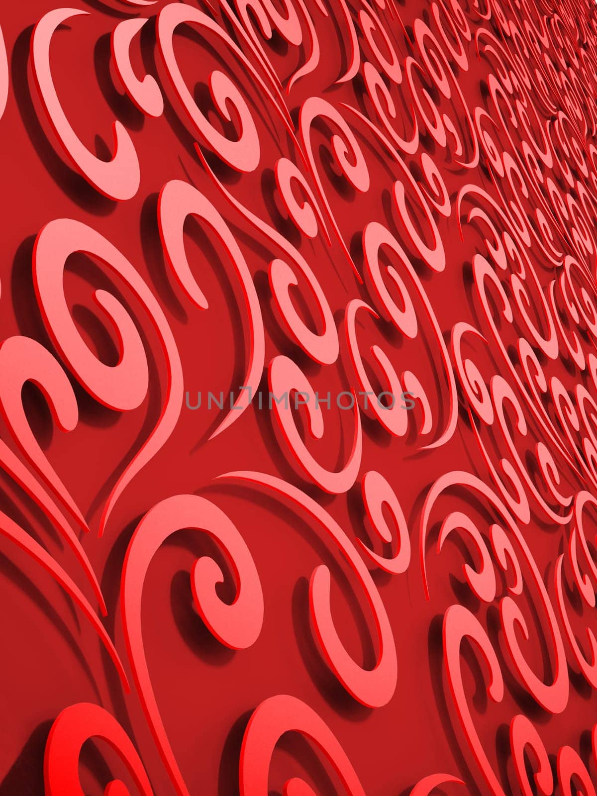 Abstract vertical red floral background. 3D illustration