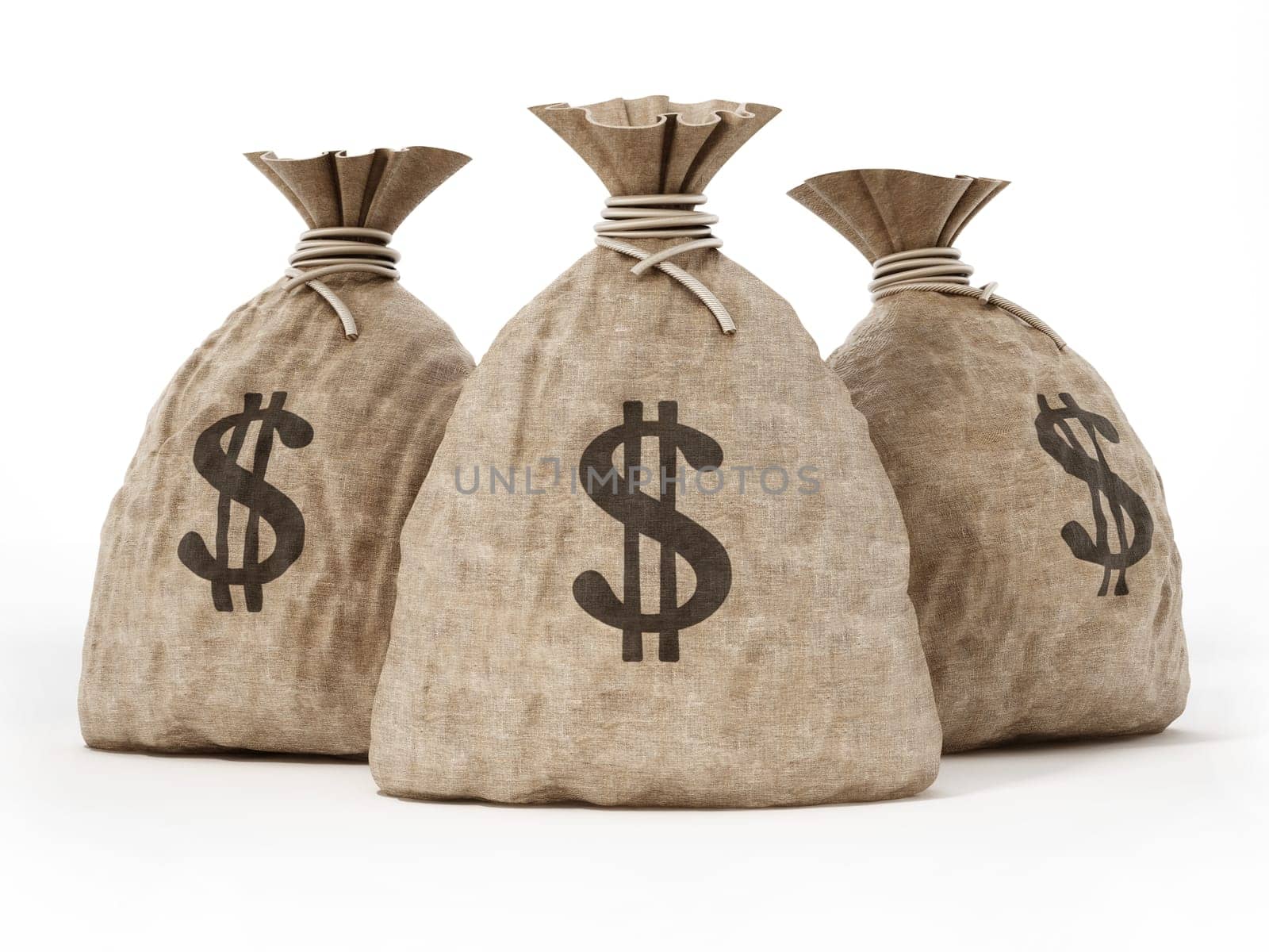 Money sack with dollar icon. 3D illustration.