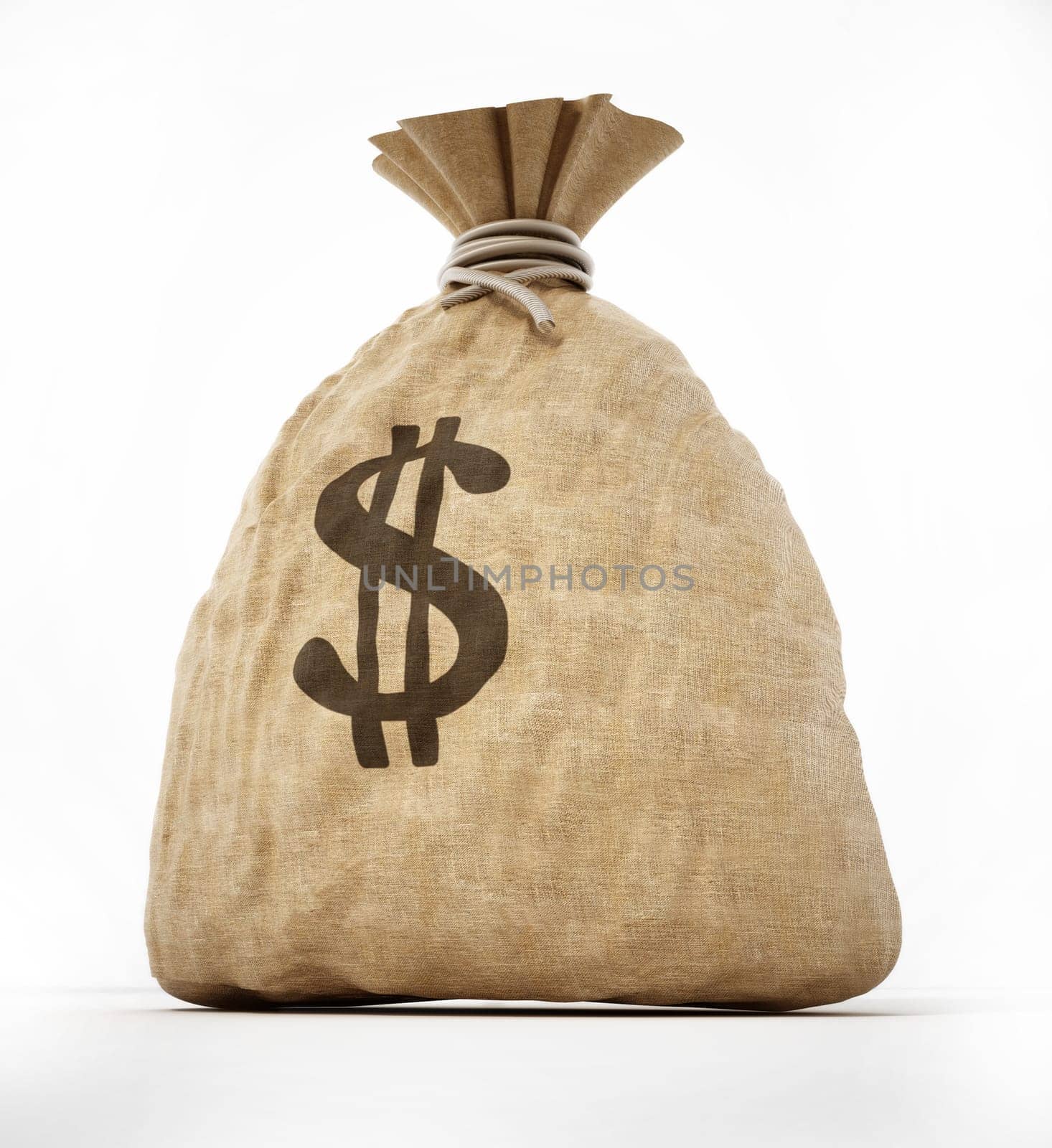 Money sack with dollar icon. 3D illustration.