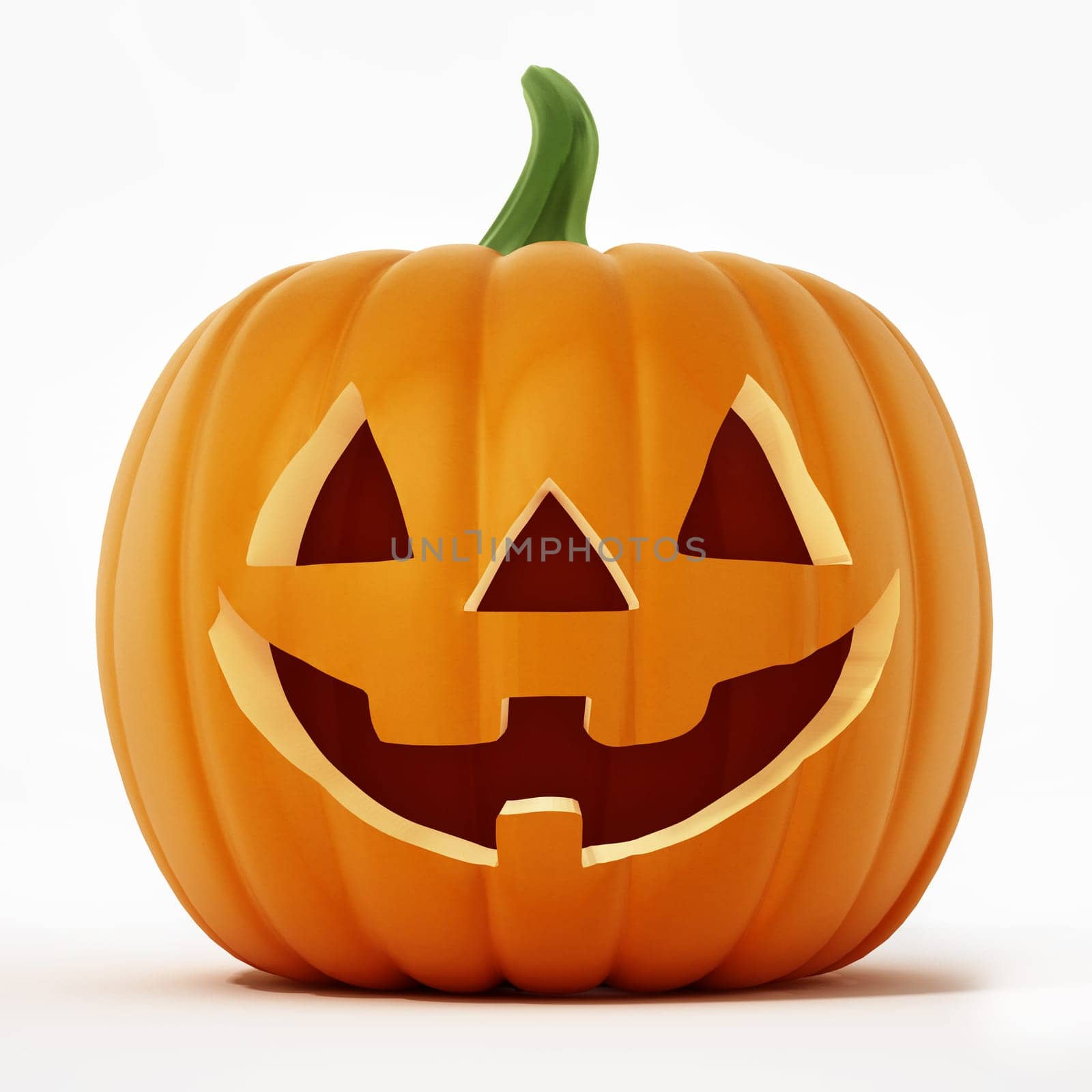 Halloween pumpkin with a funny smiling face. 3D illustration.