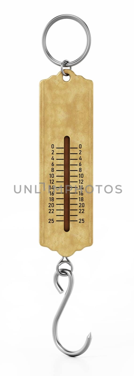 Vintage spring scale isolated on white background. 3D illustration.