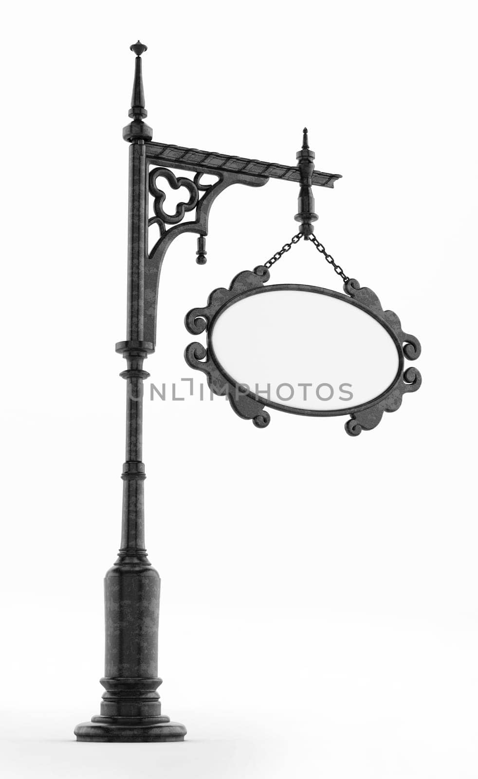 Vintage black signboard isolated on white background. 3D illustration.