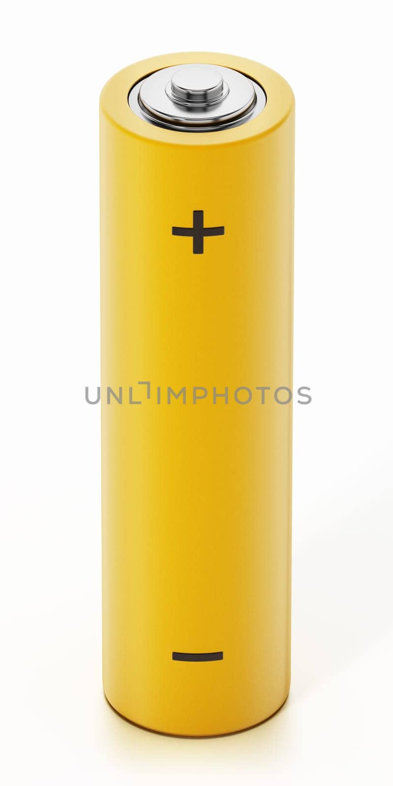 Generic AA battery isolated on white background. 3D illustration.