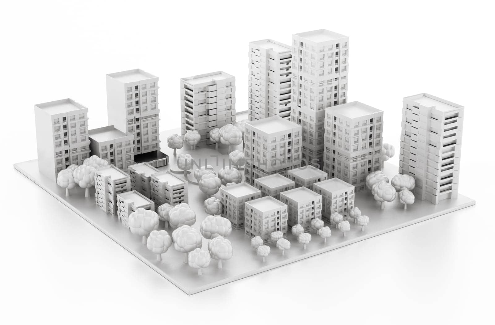 Architectural model printed in a 3D printer. 3D illustration.