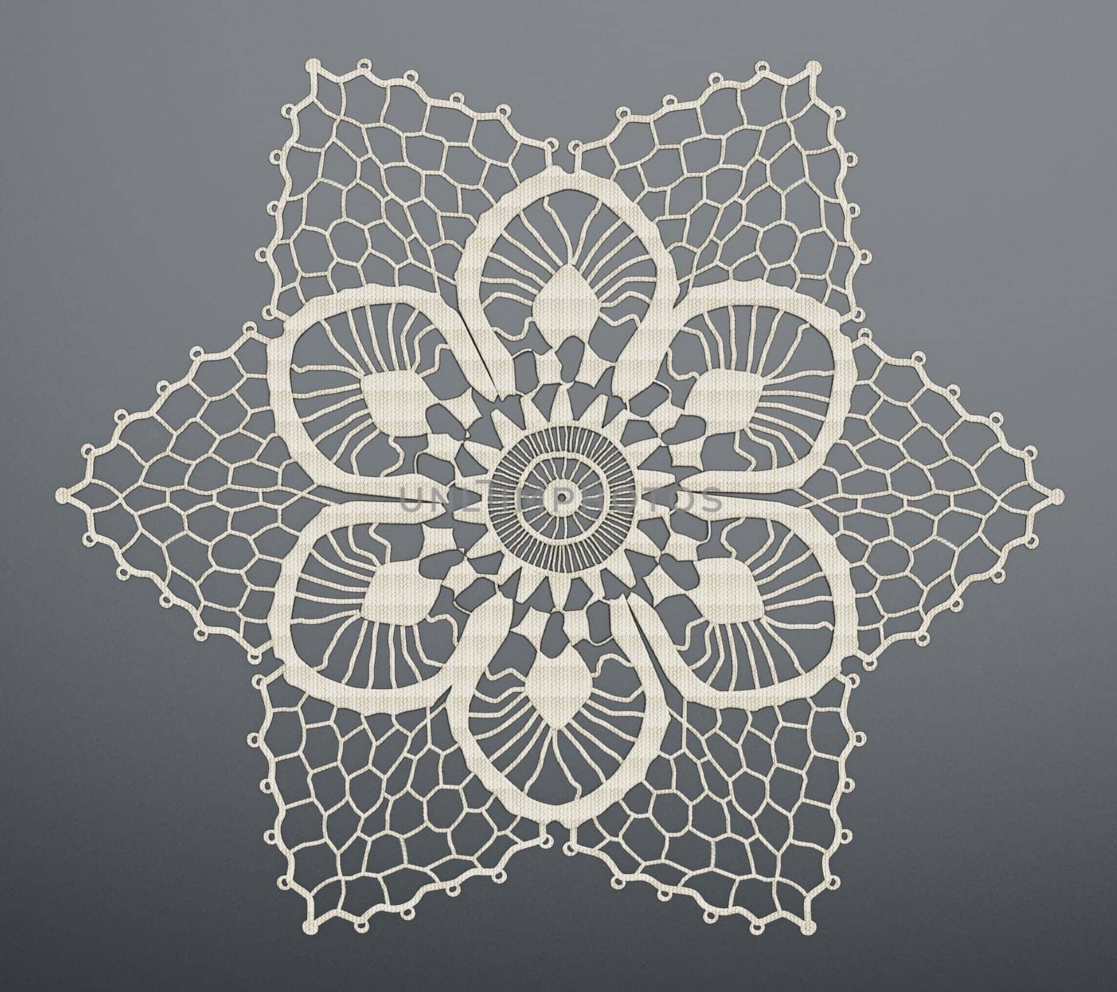 Lace isolated on gray background. 3D illustration.