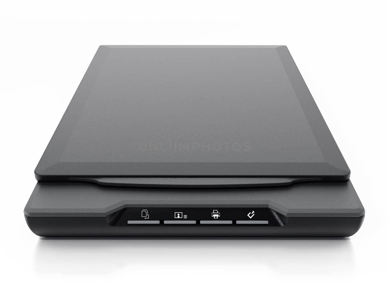 Modern scanner isolated on white background. 3D illustration.