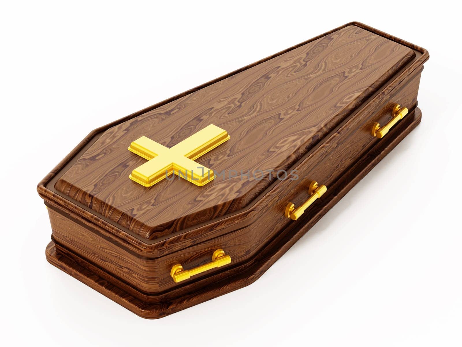Coffin isolated on white background. 3D illustration.