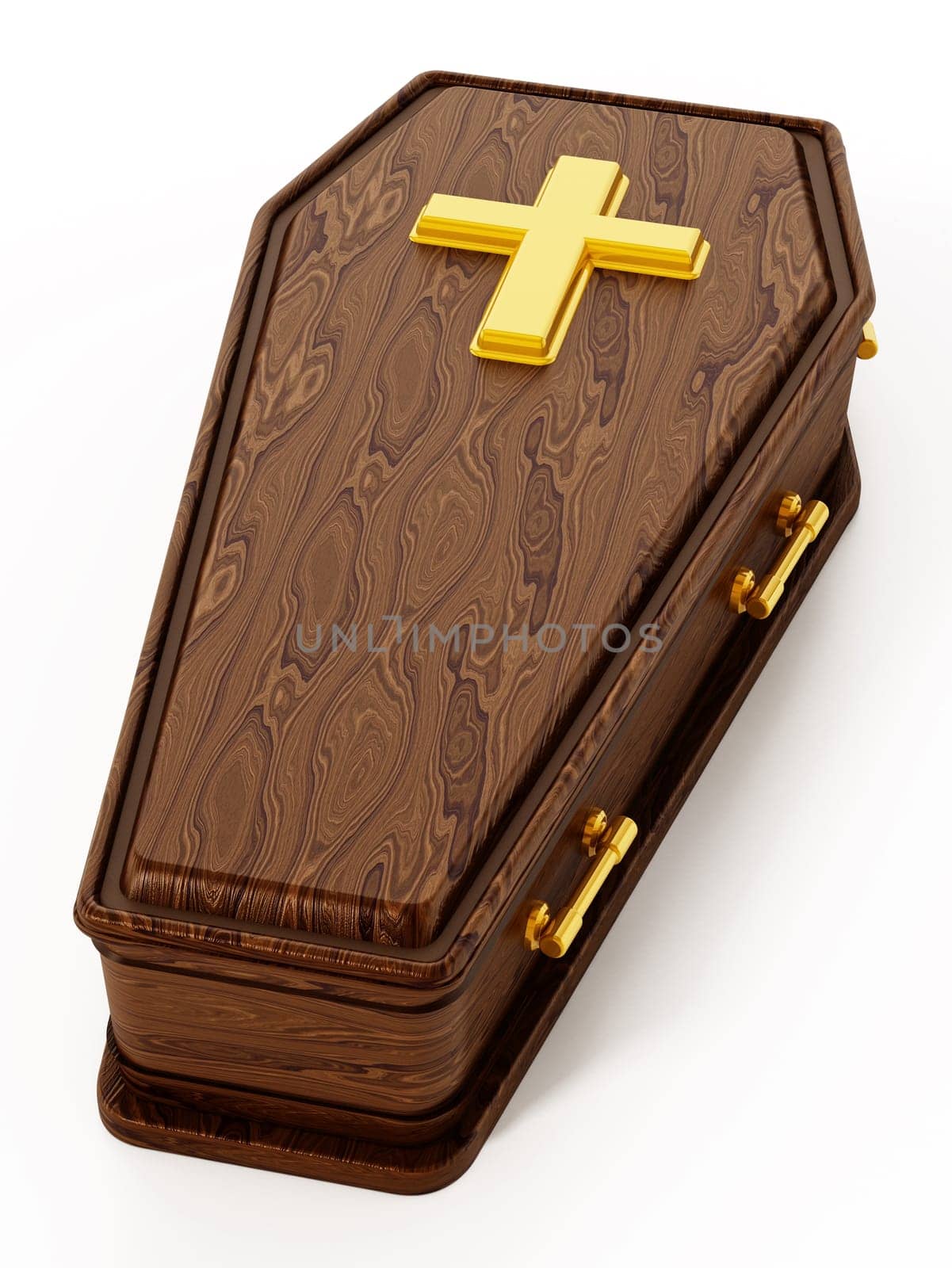 Coffin isolated on white background. 3D illustration.