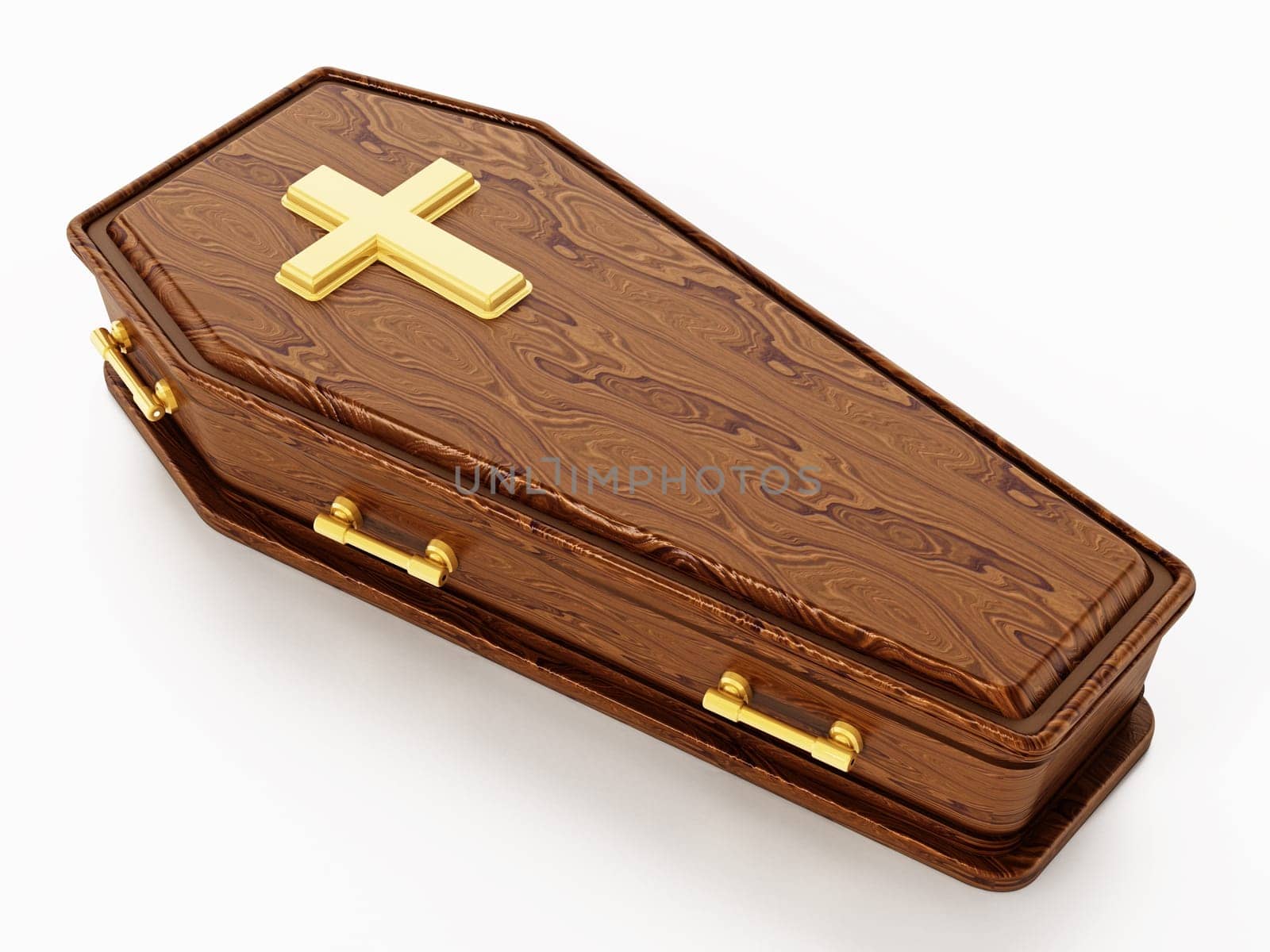 Coffin isolated on white background. 3D illustration.
