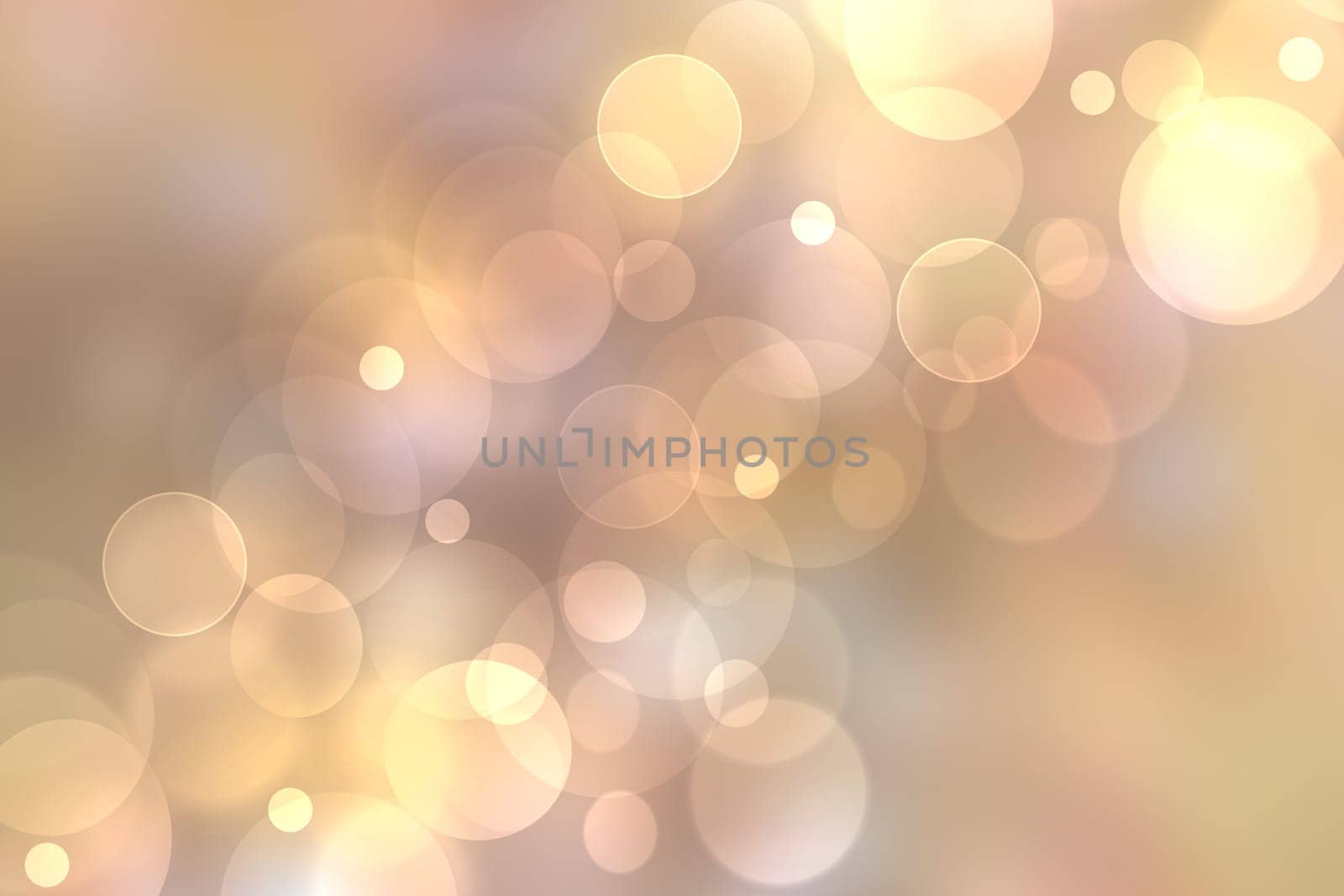 Abstract festive light brown gradient pink silver bokeh background texture with colorful circles and bokeh lights. Beautiful backdrop with space.