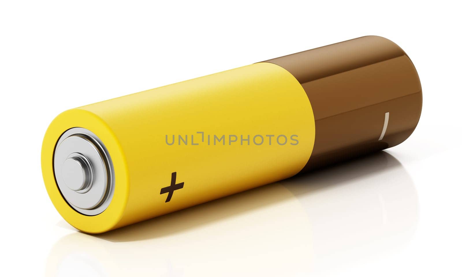 Generic AA battery isolated on white background. 3D illustration.