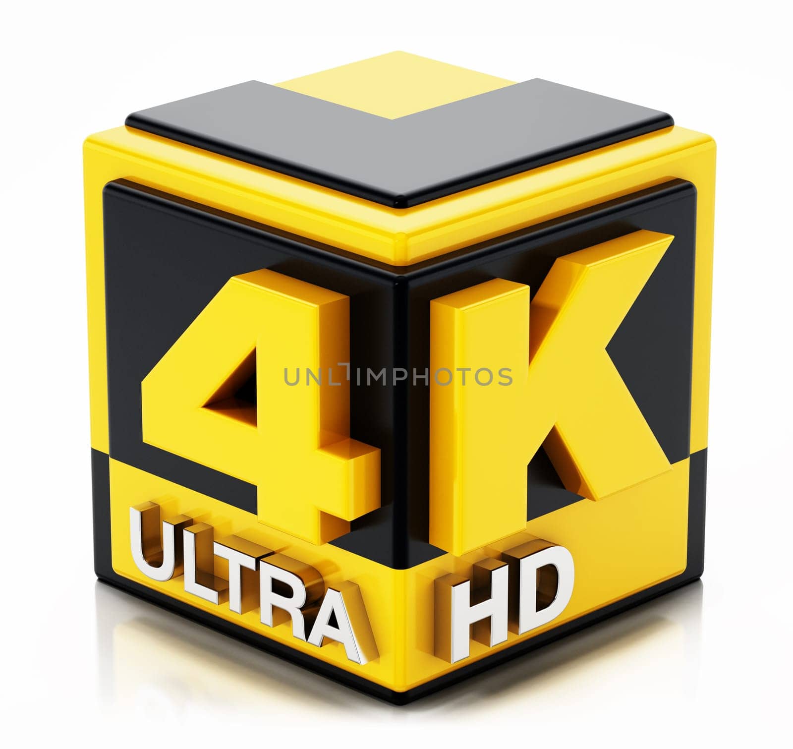 4K ultra HD icon isolated on white background. 3D illustration.