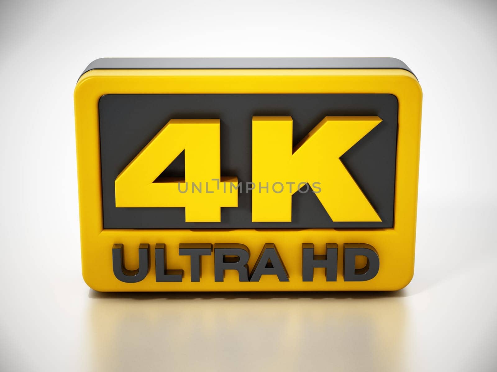 4K ultra HD icon isolated on white background. 3D illustration.