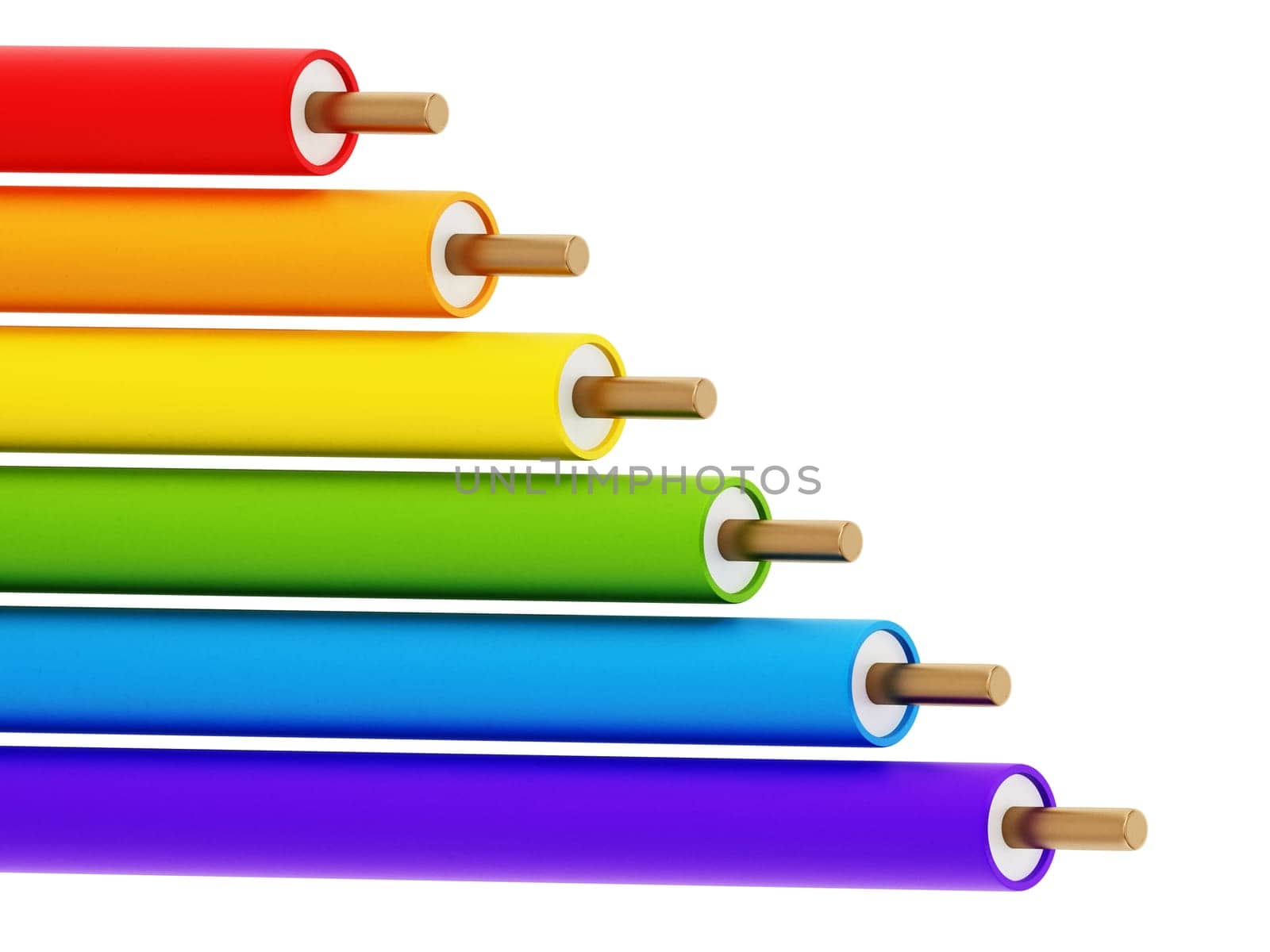 Electric cables isolated on white background. 3D illustration.