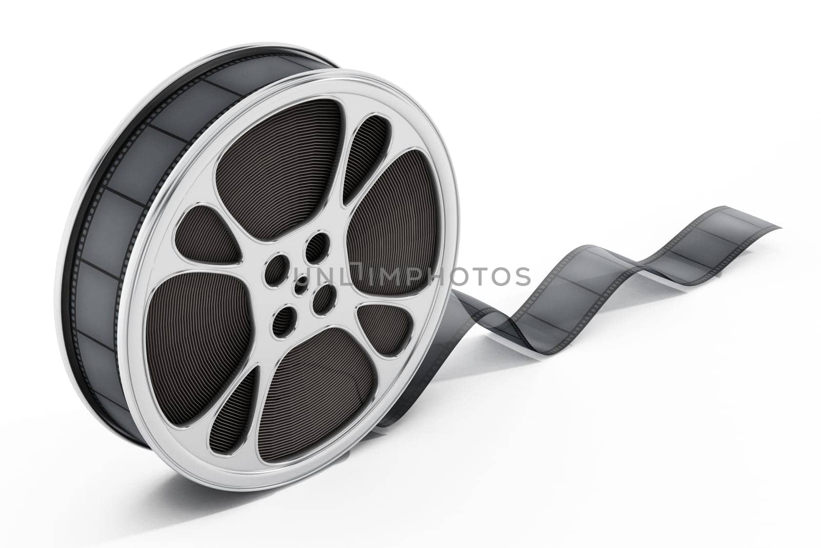 Film reel isolated on white background. 3D illustration.