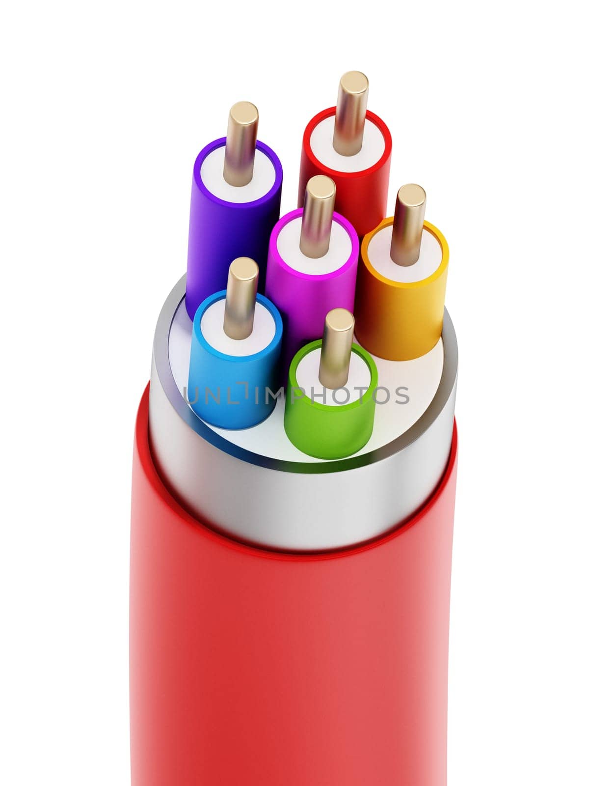 Electric cables isolated on white background. 3D illustration.