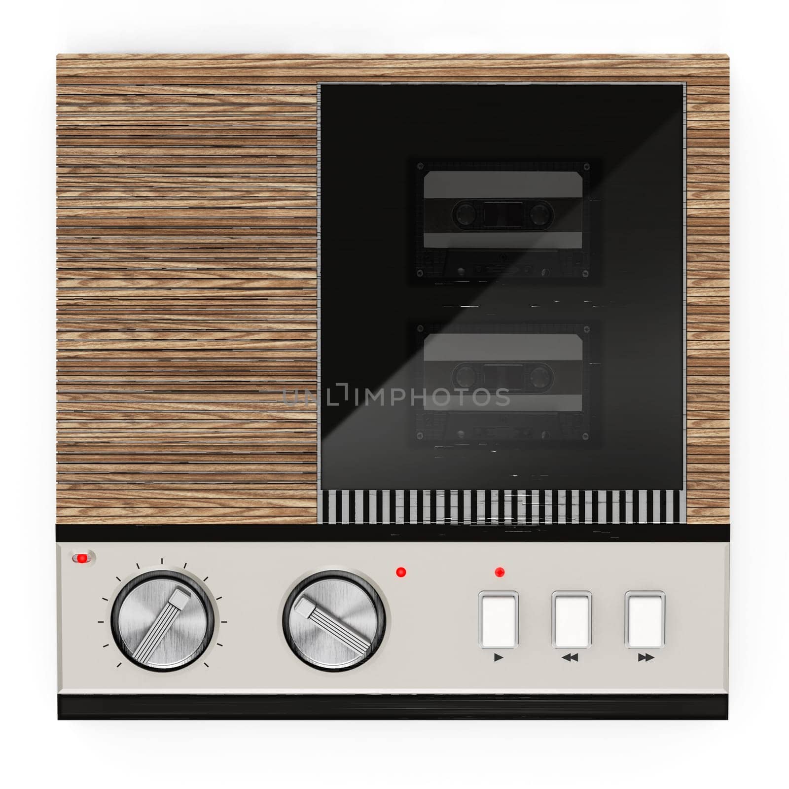 Vintage answering machine isolated on white. 3D illustration.