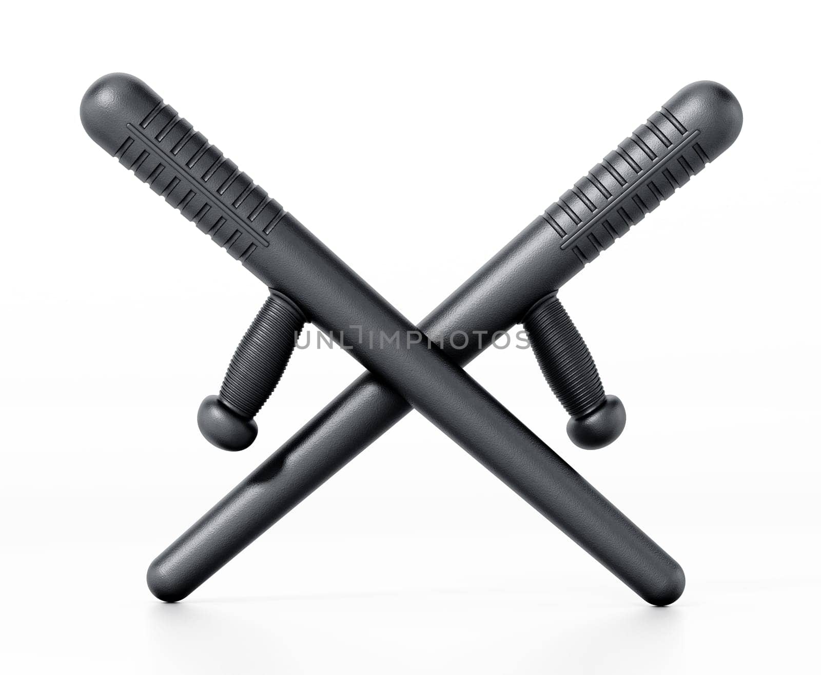 Police baton isolated on white background. 3D illustration.