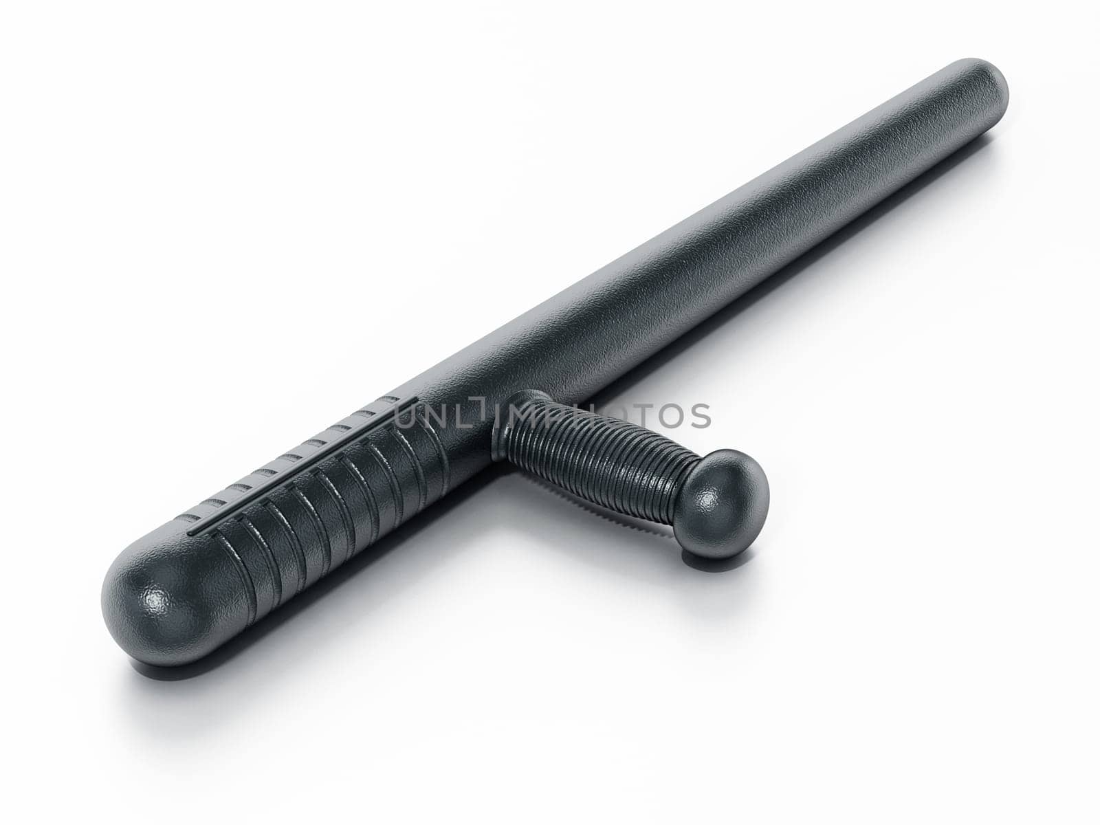 Police baton isolated on white background. 3D illustration.