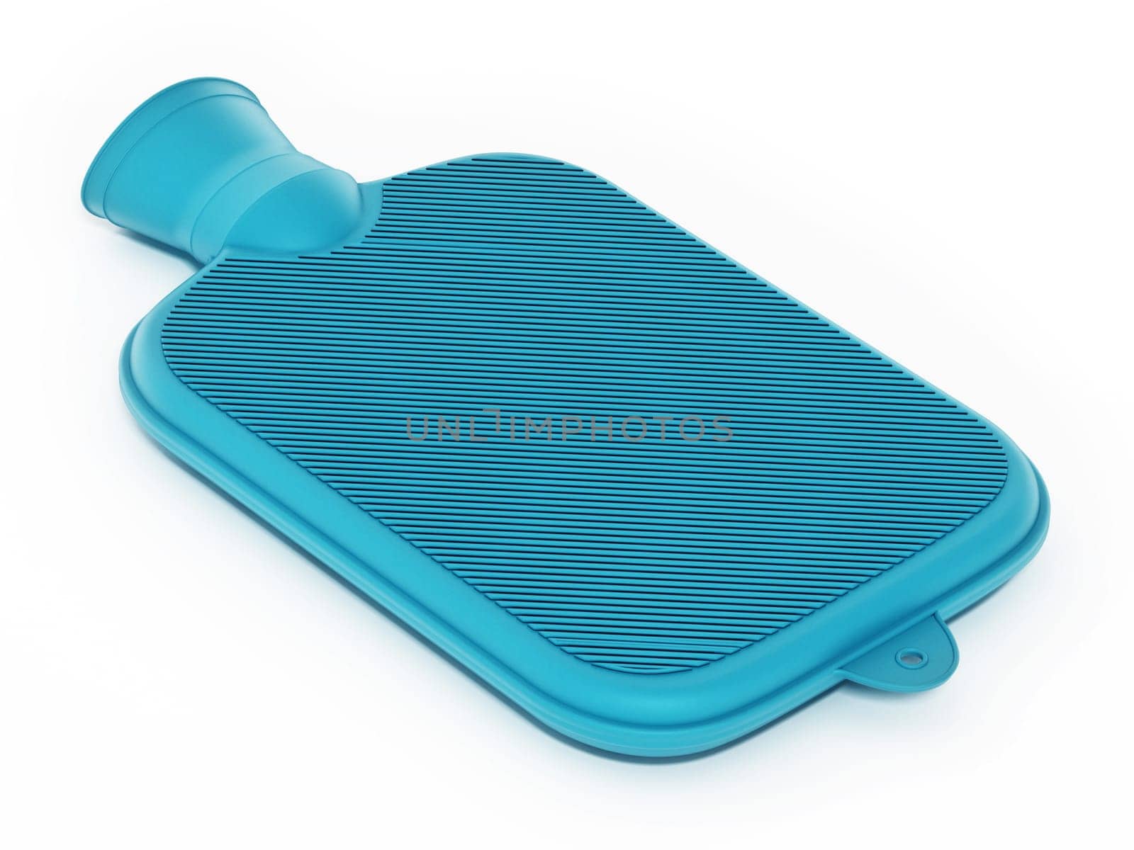 Rubber hot water bottle bag isolated on white background. 3D illustration.