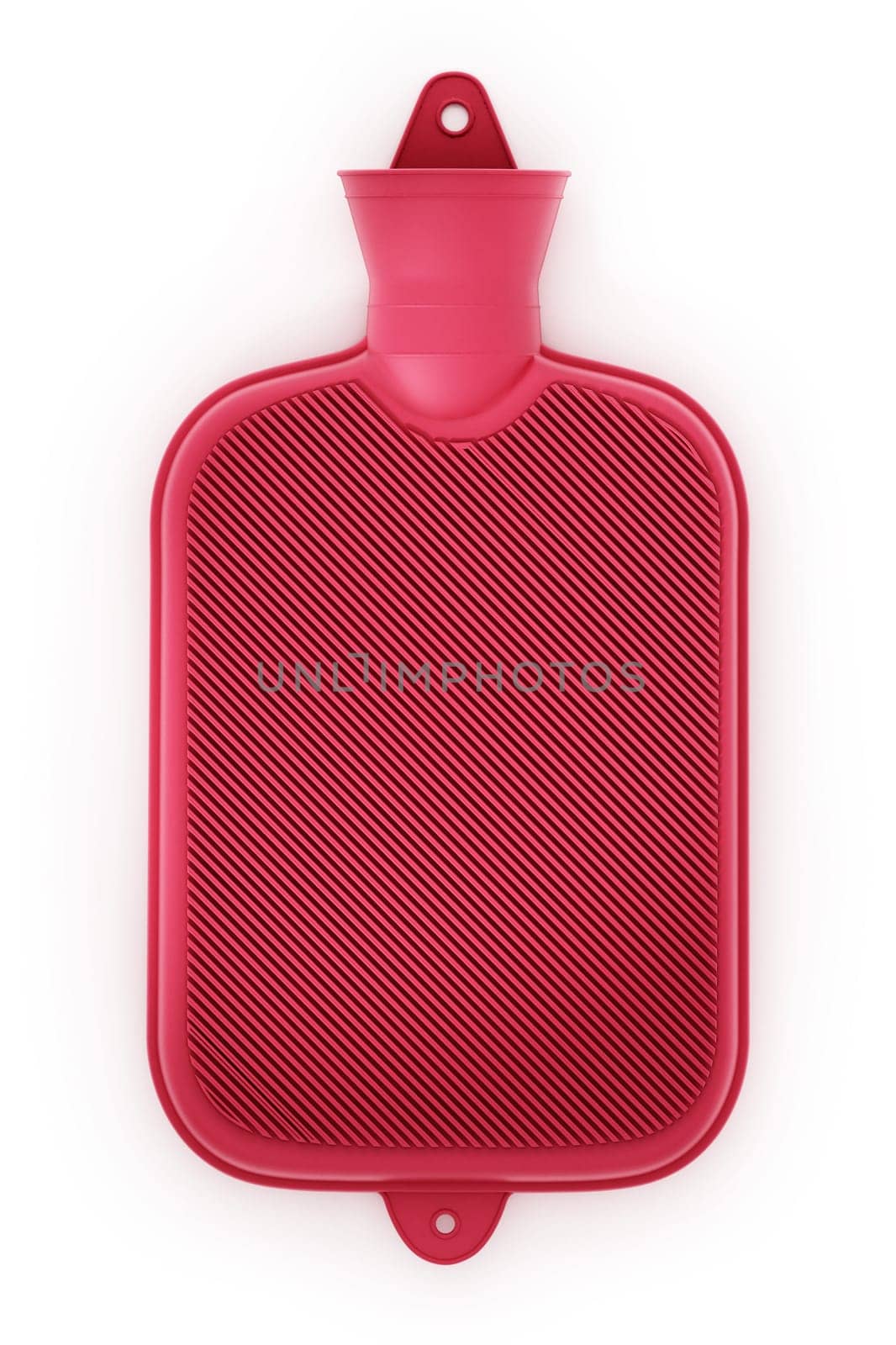 Rubber hot water bottle bag isolated on white background. 3D illustration.