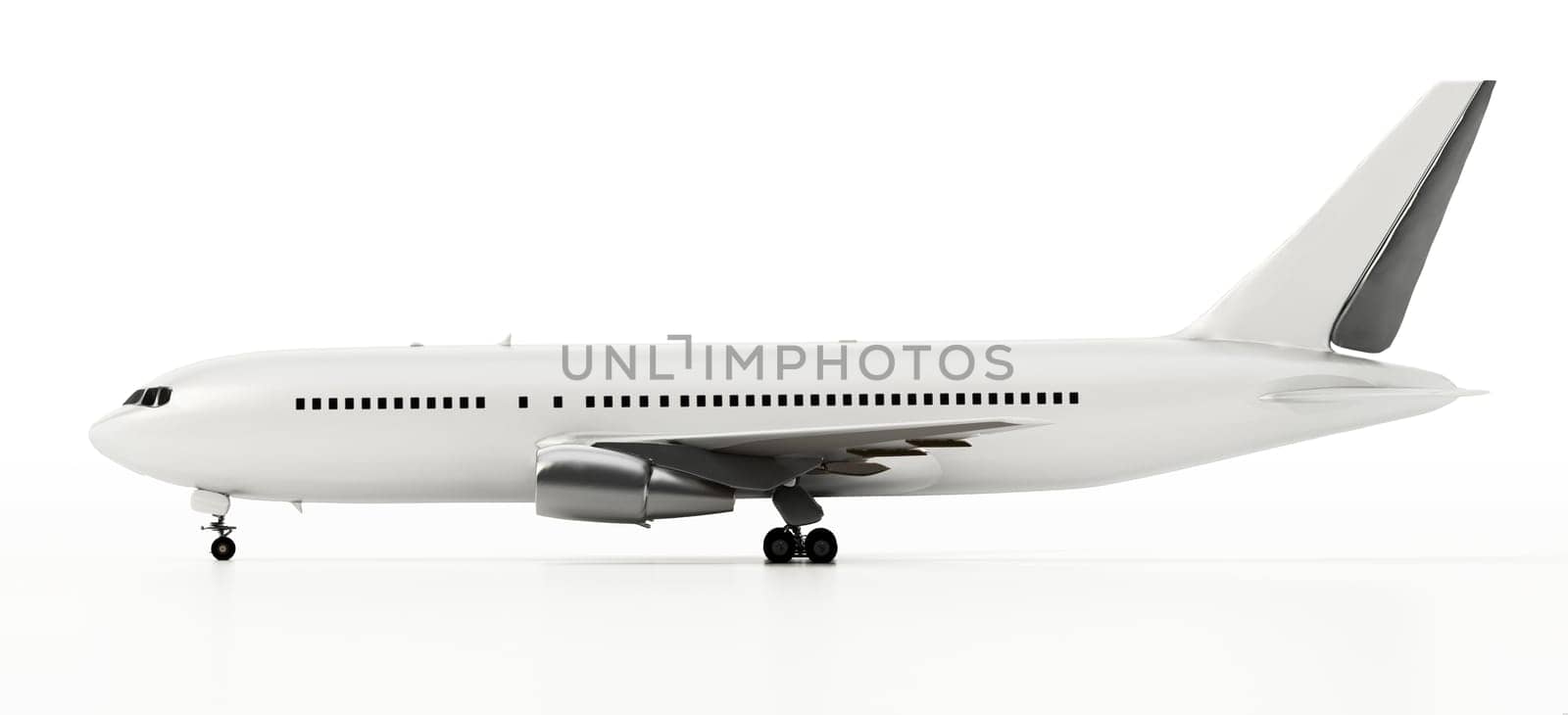 Generic airplane isolated on white background. 3D illustration.