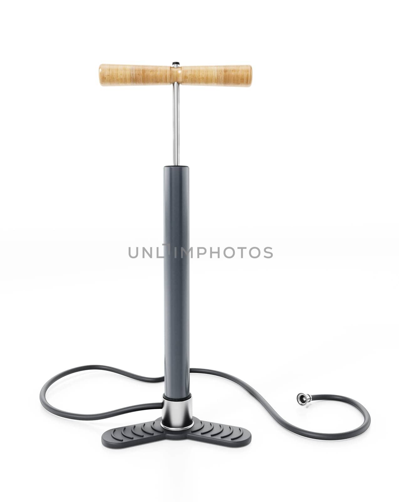 Manual vintage air pump isolated on white background. 3D illustration.