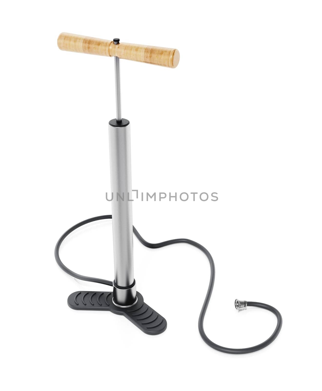 Manual vintage air pump isolated on white background. 3D illustration.