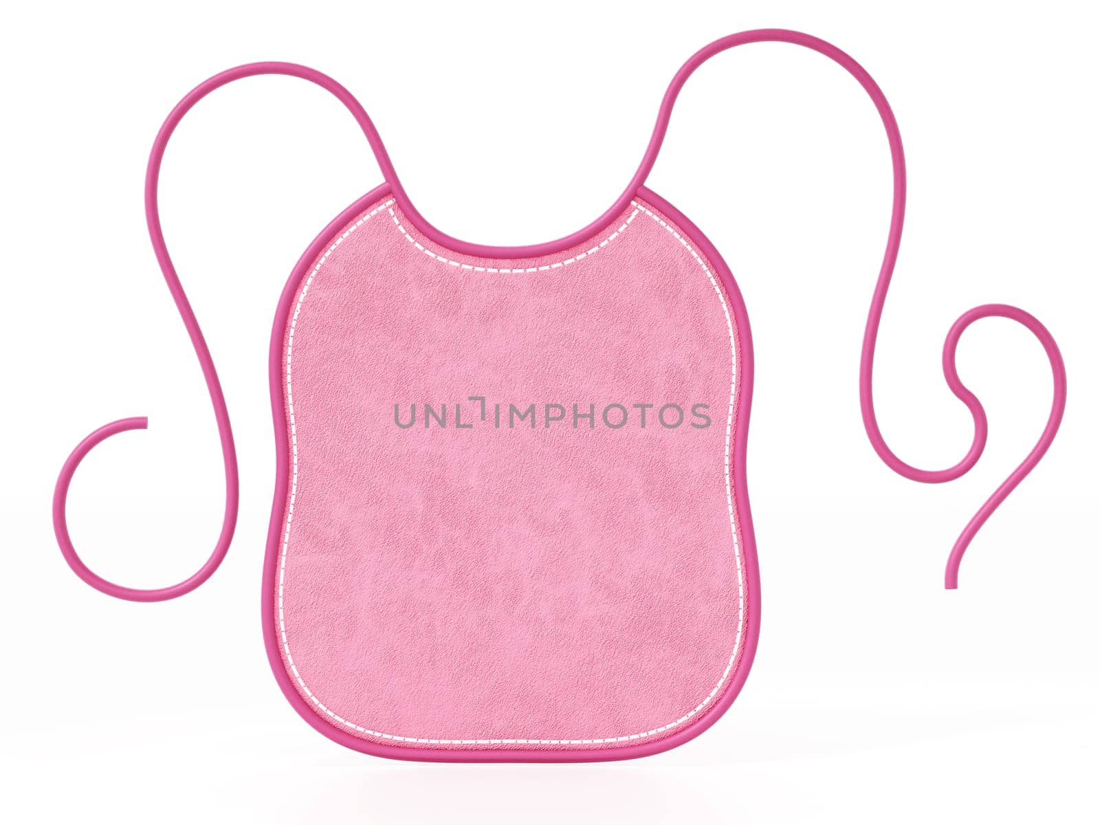 Pink baby apron isolated on white background. 3D illustration.