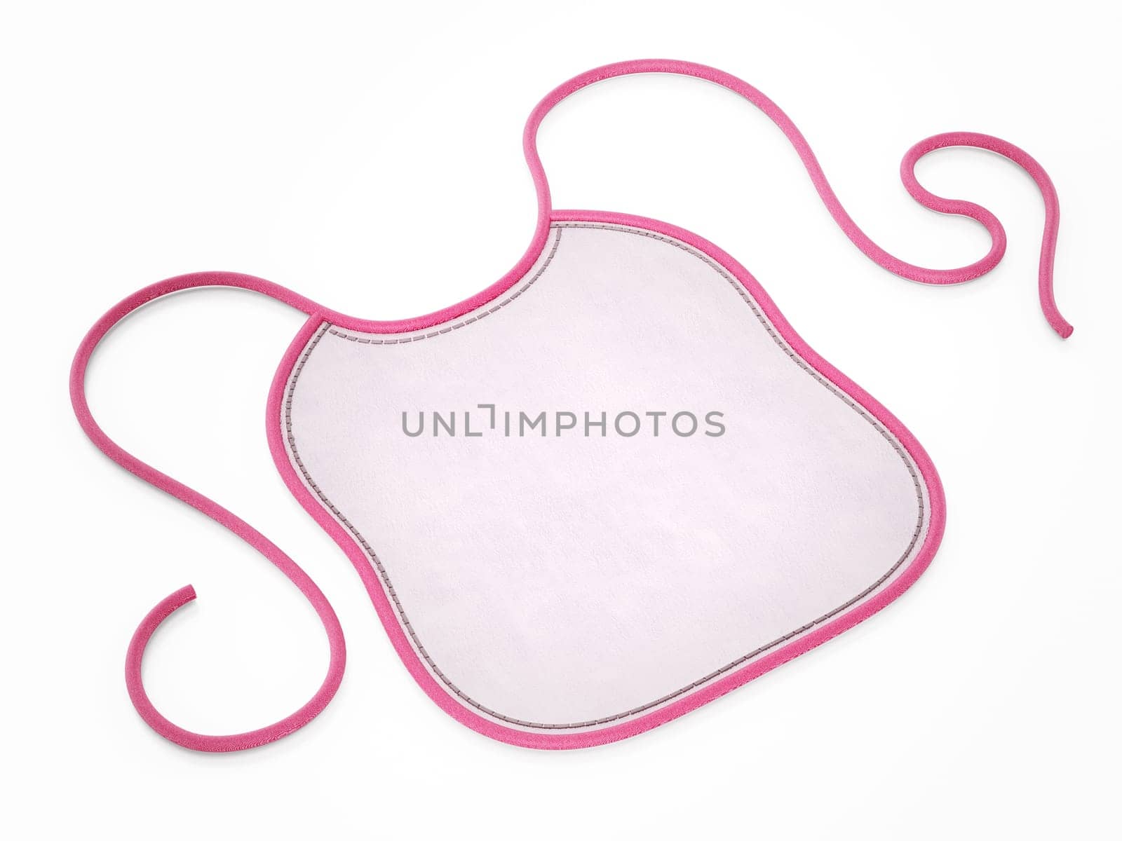 Pink baby apron isolated on white background. 3D illustration.