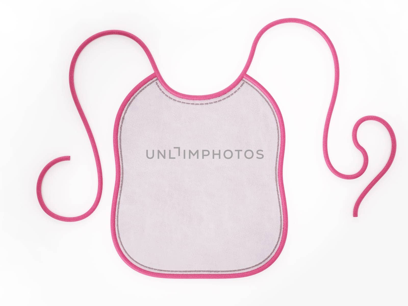 Pink baby apron isolated on white background. 3D illustration.