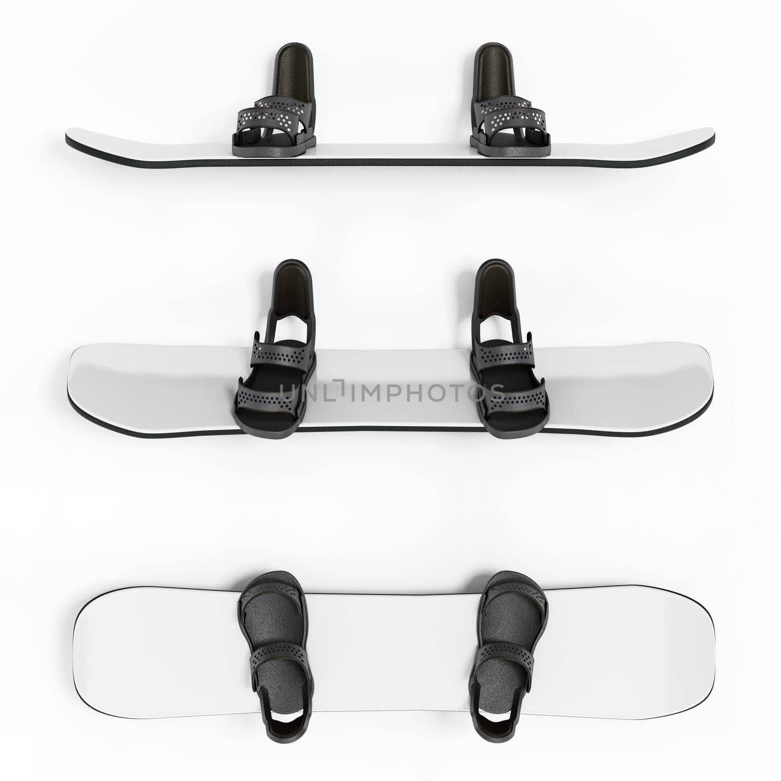 Snowboard isolated on white background. 3D illustration.