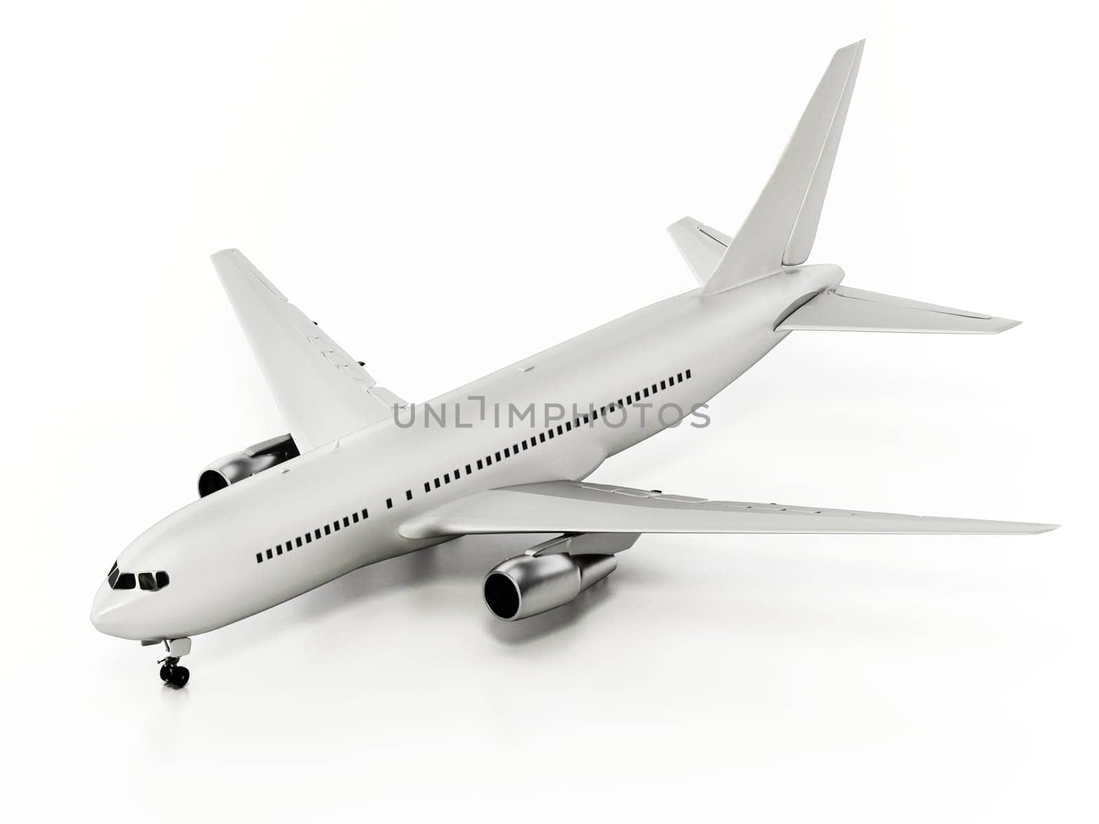 Generic airplane isolated on white background. 3D illustration.