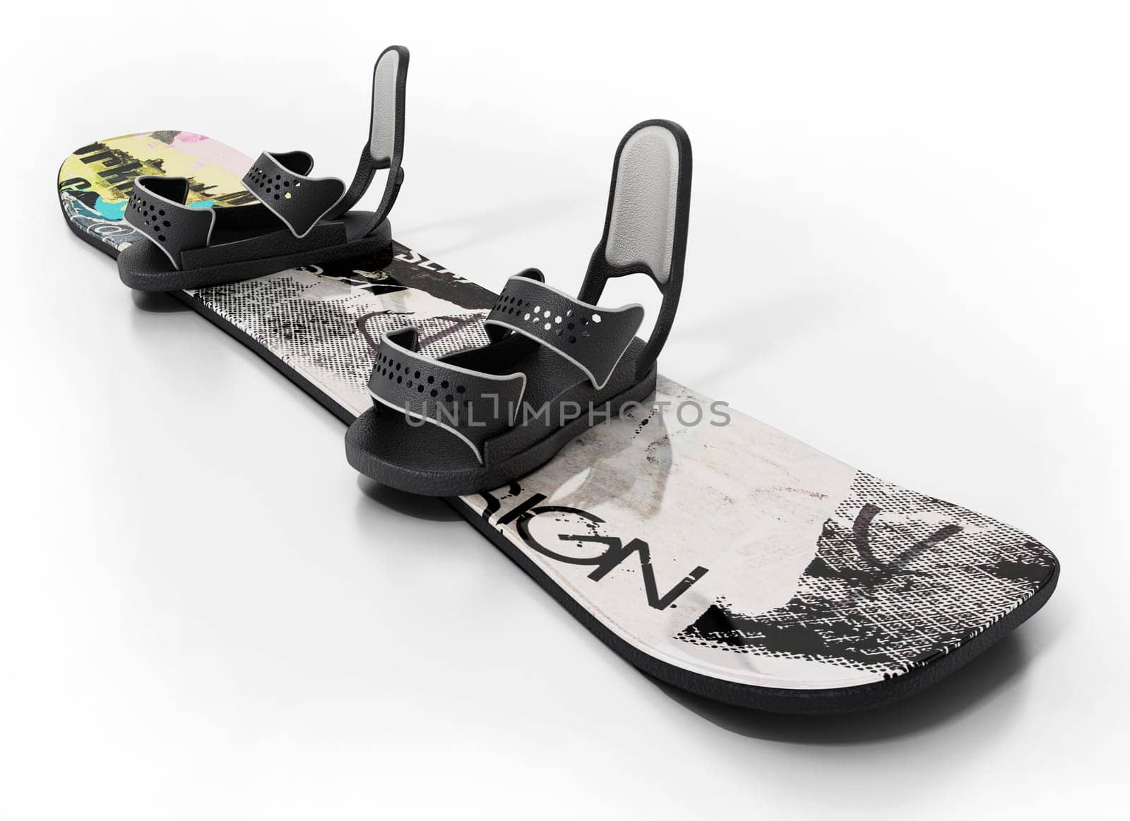 Snowboard isolated on white background. 3D illustration.