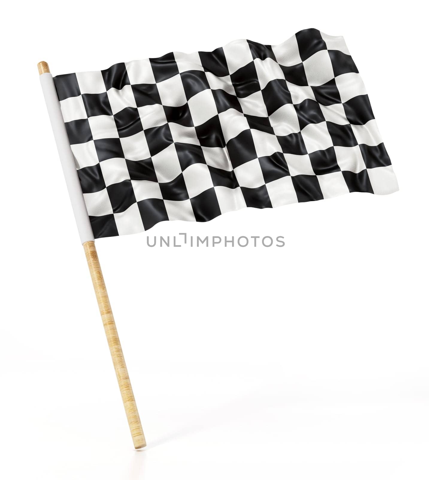 Checkered race flag isolated on white background. 3D illustration.