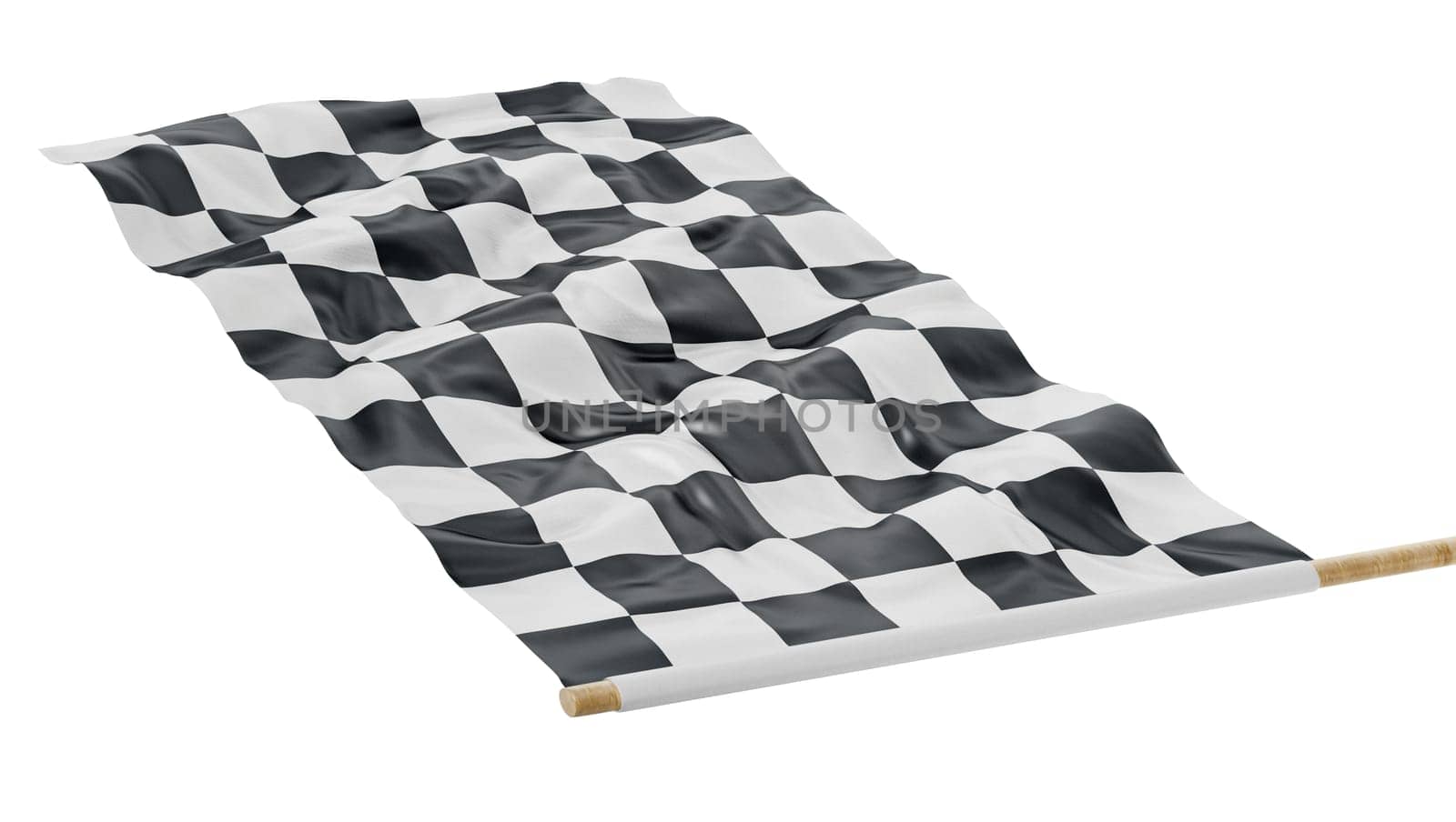 Checkered race flag isolated on white background. 3D illustration.